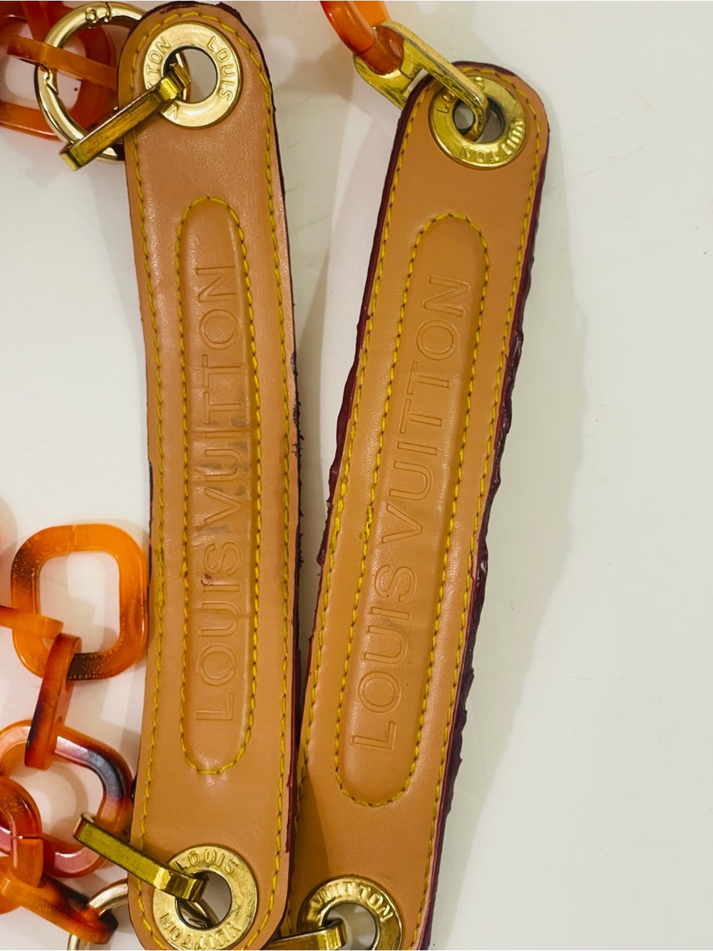 Brown Transparent Monogram Tote with Amber Chain Straps - Picture 9 of 16